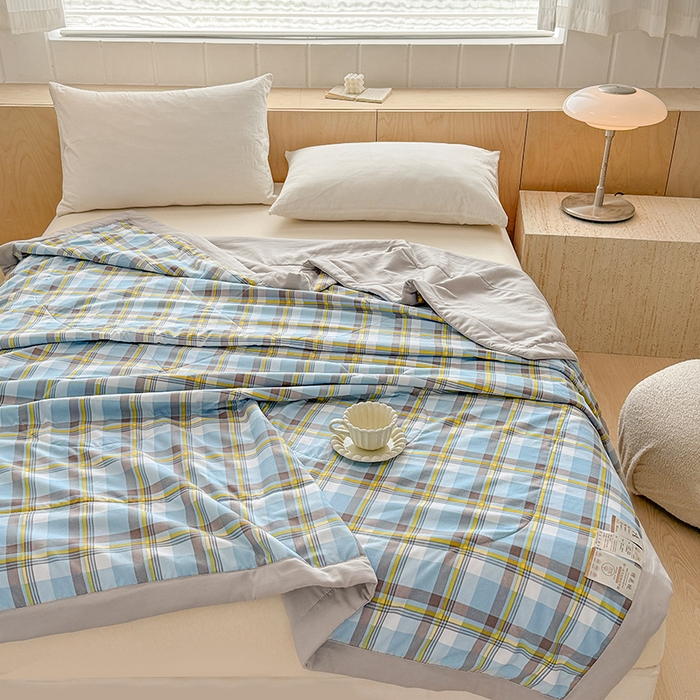 91家纺网 家纺一手货源 找家纺 博弈家纺 2025新款水洗棉棉花夏被 漫格