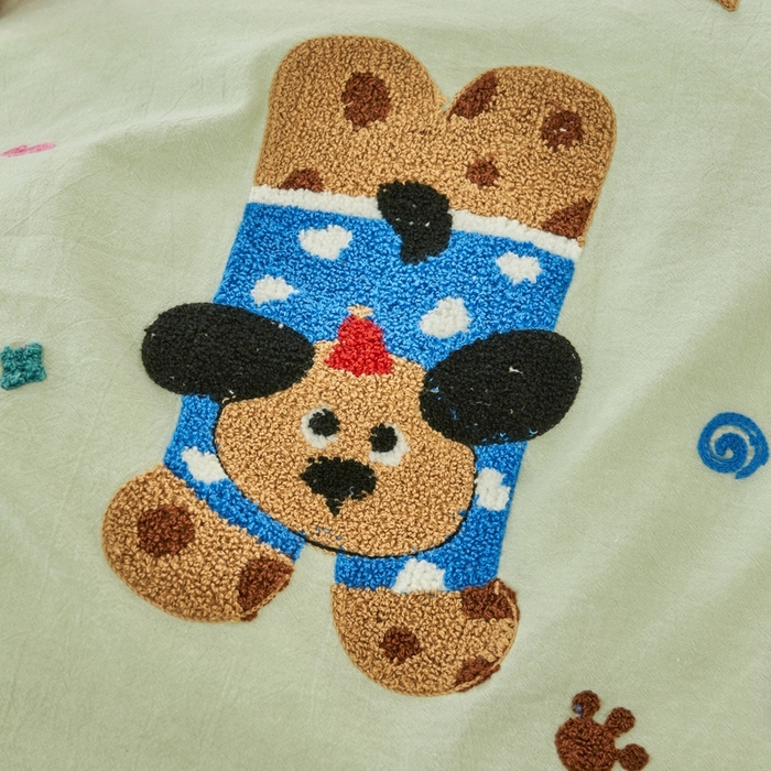 91家纺网 家纺一手货源 找家纺 徕米家居  2025新款色织全棉水洗棉毛巾绣四件套 顽皮狗