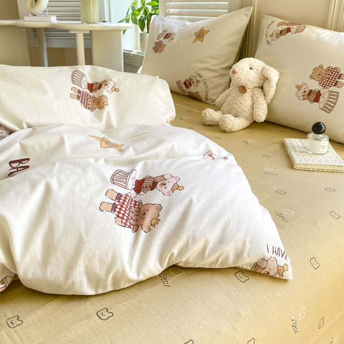 91家纺网 家纺一手货源 找家纺 黑马家居 2025新款全棉喷气13070印花四件套 马戏团