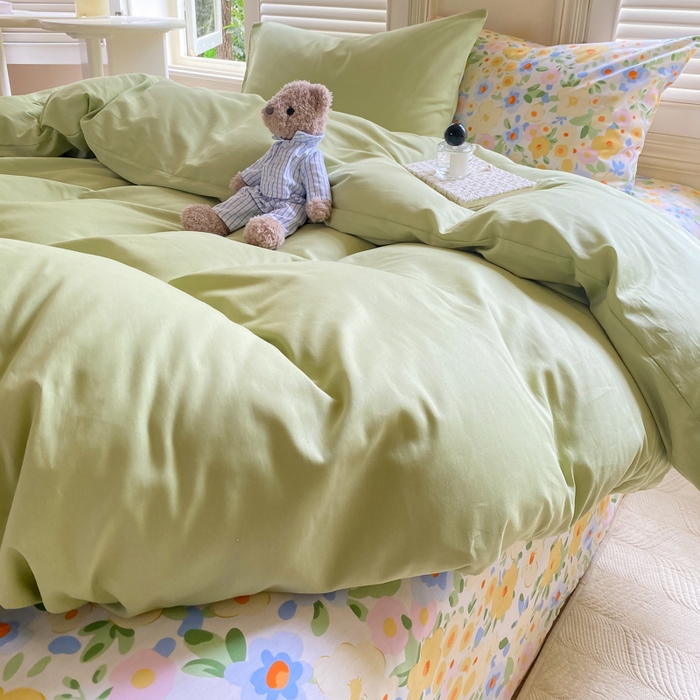 91家纺网 家纺一手货源 找家纺 黑马家居 2025新款全棉喷气13070印花单被套 田苑小风 绿