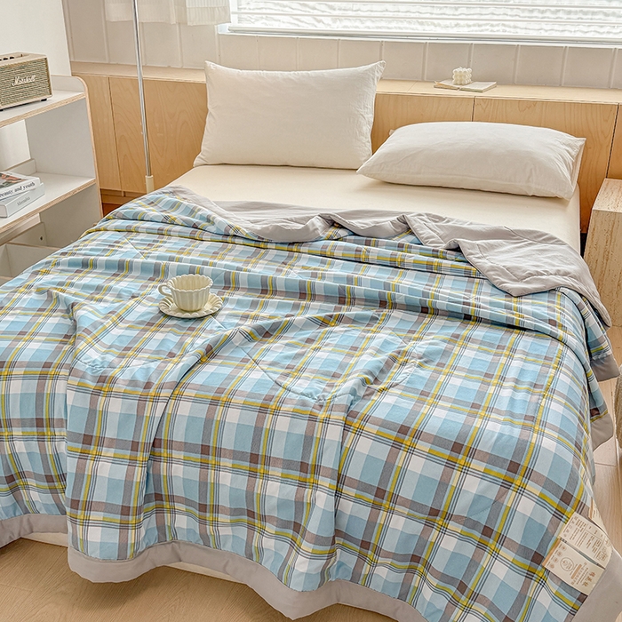 91家纺网 家纺一手货源 找家纺 博弈家纺 2025新款水洗棉棉花夏被 漫格