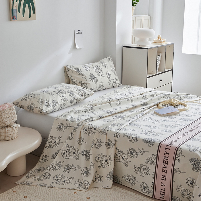 91家纺网 家纺一手货源 找家纺 怡家居 2025新款全棉老粗布床单床笠三件套 云舒