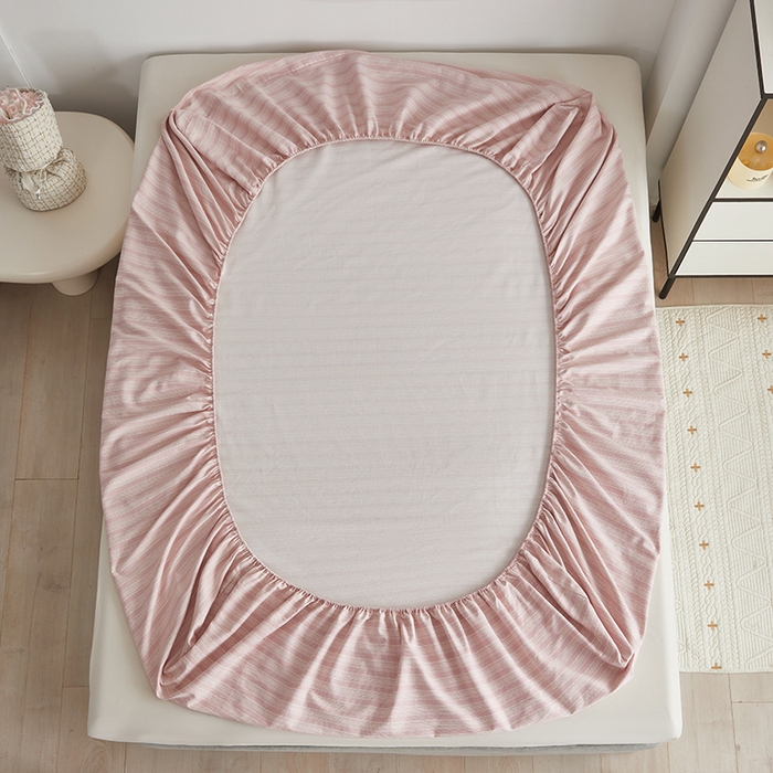 91家纺网 家纺一手货源 找家纺 怡家居 2025新款全棉老粗布床单床笠三件套 彼年-豆沙