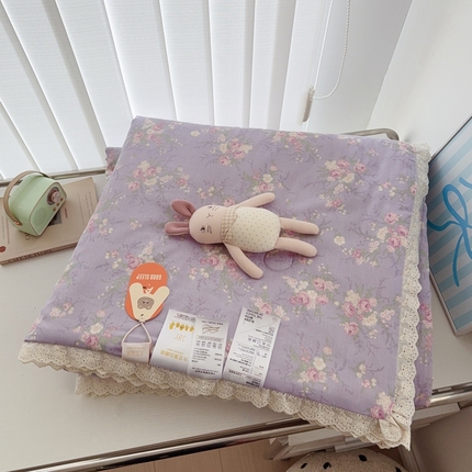 于果2025新款双层纱花边款夏被 豆蔻紫