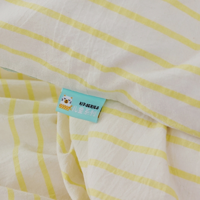 91家纺网 家纺一手货源 找家纺 徕米家居  2025新款色织全棉水洗棉毛巾绣四件套 条纹曲奇