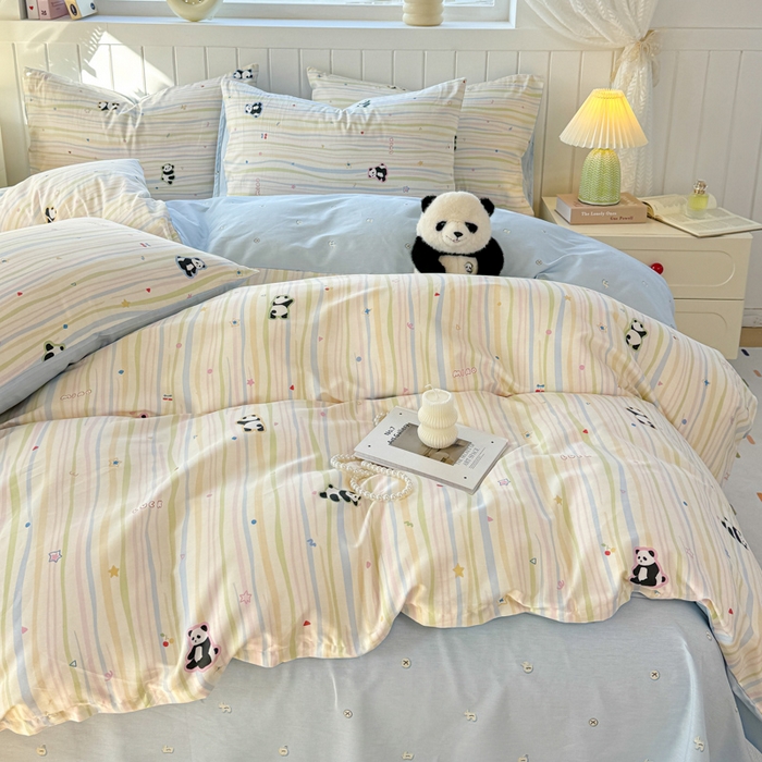 91家纺网 家纺一手货源 找家纺 黑马家居 2025新款全棉喷气13070印花单被套 小熊猫