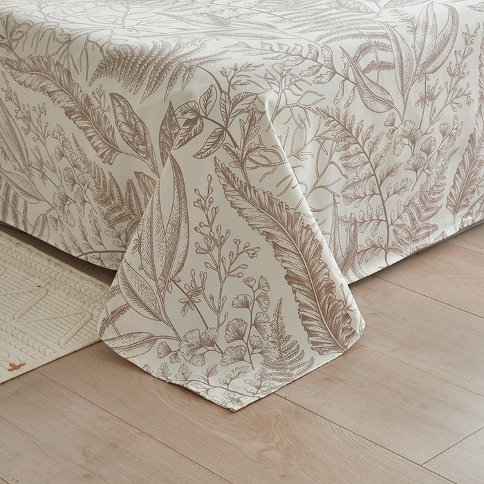 91家纺网 家纺一手货源 找家纺 怡家居 2025新款全棉老粗布床单床笠三件套 云锦-咖