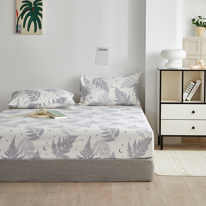 91家纺网 家纺一手货源 找家纺 怡家居 2025新款全棉老粗布床单床笠三件套 晴岚-灰