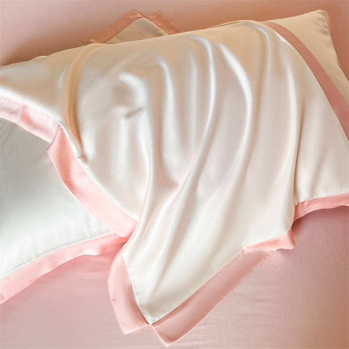 91家纺网 家纺一手货源 找家纺 梦舒羽 2025新款水洗真丝枕套冰丝凉感枕头套夏天薄款枕芯套 奶油浅粉