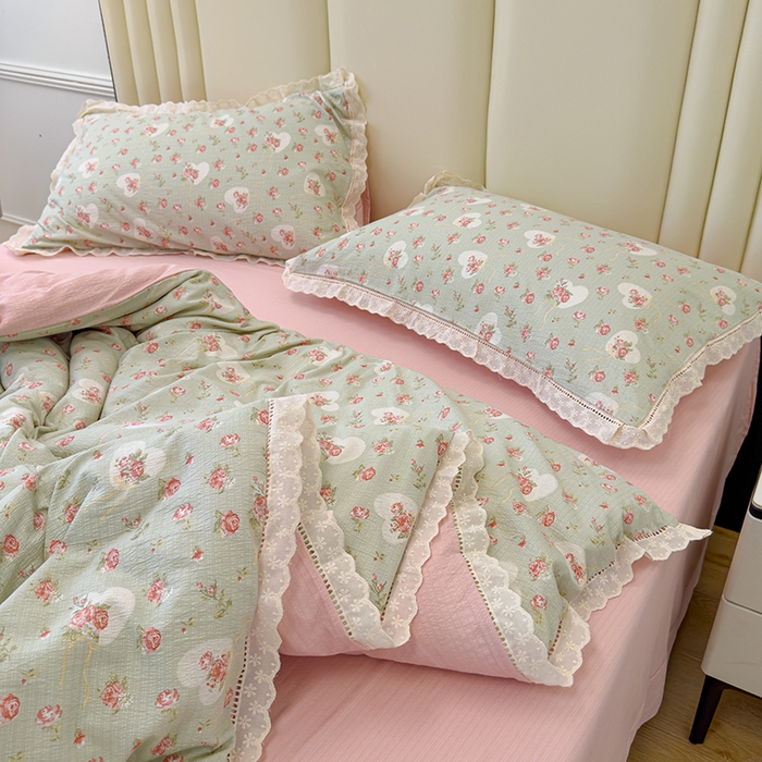 91家纺网 家纺一手货源 找家纺 竹合家纺 2025新款云感皱皱四件套-镂空花边款法式 花边款-情人恰恰