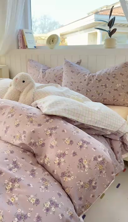 91家纺网 家纺一手货源 找家纺 黑马家居 2025新款全棉喷气13070印花单被套 花园小熊