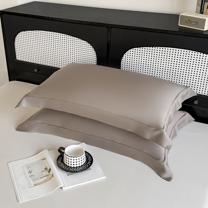 91家纺网 家纺一手货源 找家纺 金喜 2025新款LF级60支莱赛尔天丝枕套宽边枕套 香谷棕