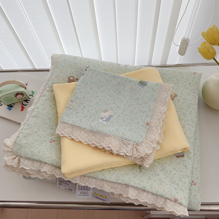 91家纺网 家纺一手货源 找家纺 于果2025新款双层纱花边款夏被 少女象