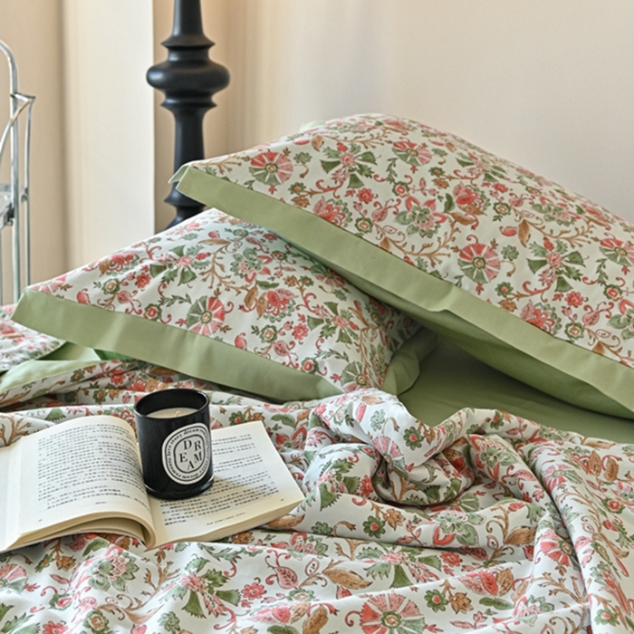 91家纺网 家纺一手货源 找家纺 金喜 2025新款天丝棉大豆印花夏凉被夏被四件套 莫奈