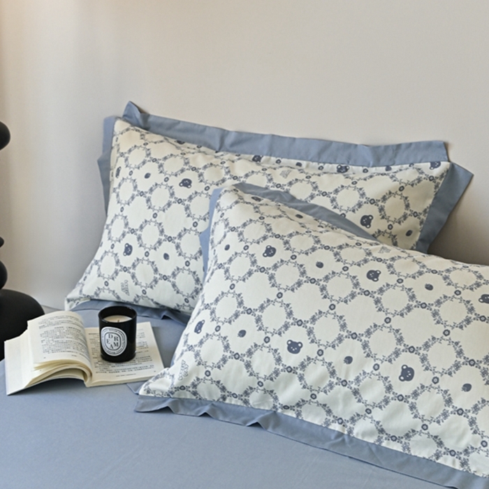 91家纺网 家纺一手货源 找家纺 金喜 2025新款天丝棉大豆印花夏凉被夏被四件套 蓝调