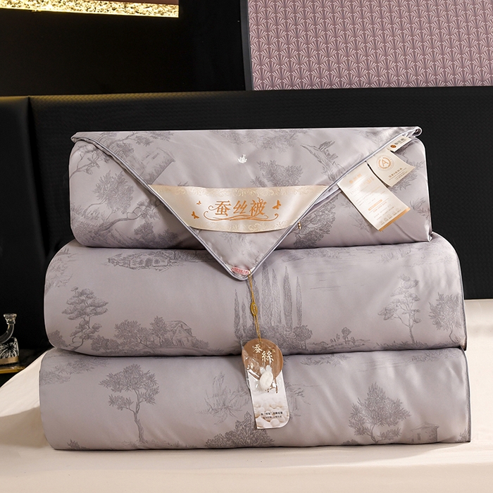 91家纺网 家纺一手货源 找家纺 鑫田家纺 2025新款天丝蚕丝被100%柞蚕丝夏被莱赛尔天丝数码印花 约定-浅灰