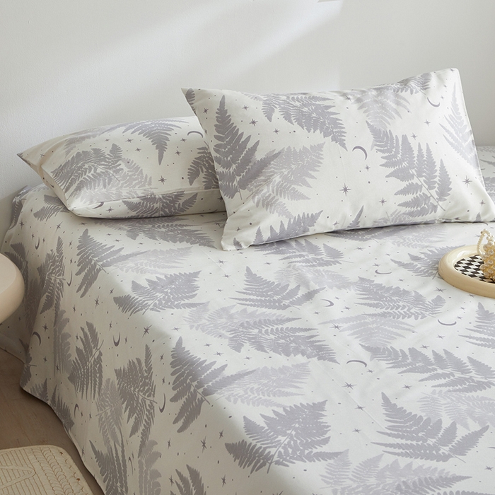 91家纺网 家纺一手货源 找家纺 怡家居 2025新款全棉老粗布床单床笠三件套 晴岚-灰