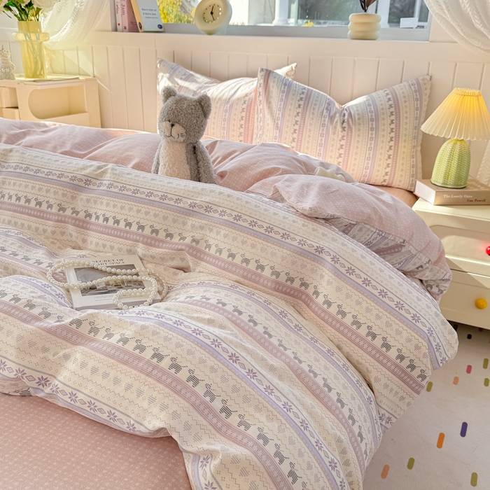 91家纺网 家纺一手货源 找家纺 黑马家居 2025新款全棉喷气13070印花四件套 波西米亚