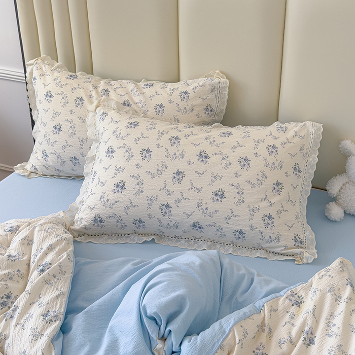 91家纺网 家纺一手货源 找家纺 竹合家纺 2025新款云感皱皱四件套-镂空花边款法式 花边款-兰亭序