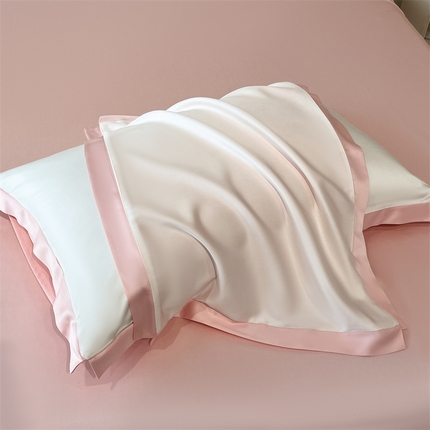 91家纺网 家纺一手货源 找家纺 梦舒羽 2025新款水洗真丝枕套冰丝凉感枕头套夏天薄款枕芯套 奶油浅粉