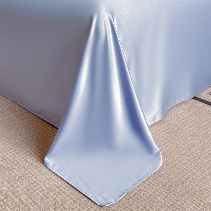 91家纺网 家纺一手货源 找家纺 梦舒羽  2025新款水洗真丝床单冰丝凉感宿舍被单三件套 奶油浅紫