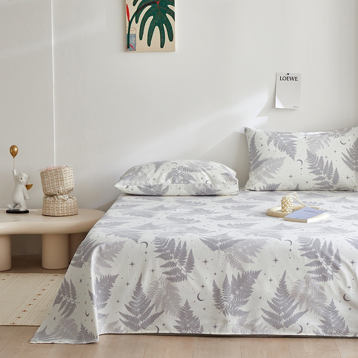 91家纺网 家纺一手货源 找家纺 怡家居 2025新款全棉老粗布床单床笠三件套 晴岚-灰