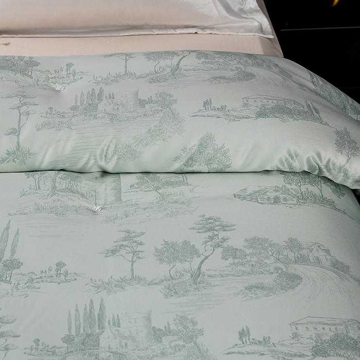 91家纺网 家纺一手货源 找家纺 鑫田家纺 2025新款天丝蚕丝被100%柞蚕丝夏被莱赛尔天丝数码印花 玛瑙绿