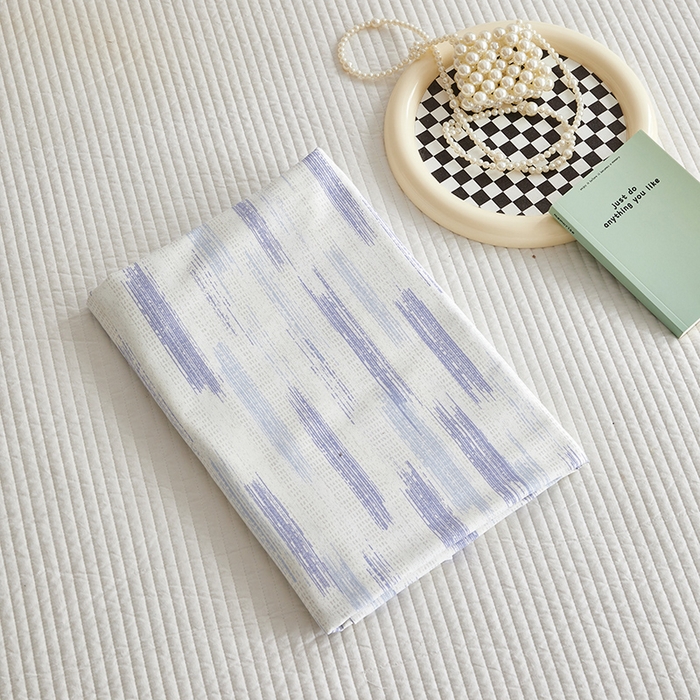 91家纺网 家纺一手货源 找家纺 怡家居 2025新款全棉老粗布床单床笠三件套 时空-蓝