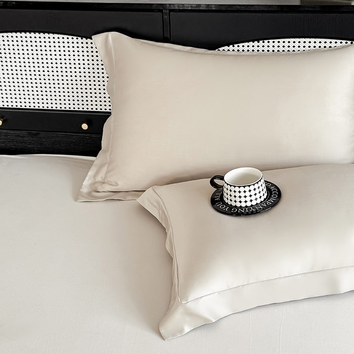 91家纺网 家纺一手货源 找家纺 金喜 2025新款LF级60支莱赛尔天丝枕套宽边枕套 原色