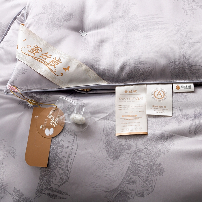 91家纺网 家纺一手货源 找家纺 鑫田家纺 2025新款天丝蚕丝被100%柞蚕丝夏被莱赛尔天丝数码印花 约定-浅灰