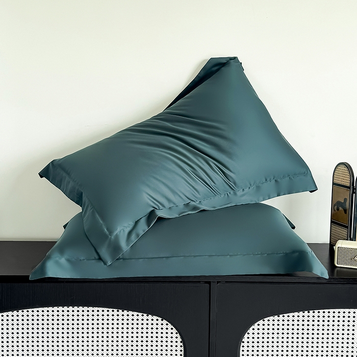 91家纺网 家纺一手货源 找家纺 金喜 2025新款LF级60支莱赛尔天丝枕套宽边枕套 曼岛绿