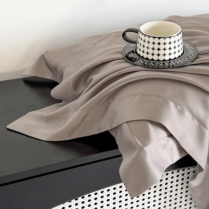 91家纺网 家纺一手货源 找家纺 金喜 2025新款LF级60支莱赛尔天丝枕套宽边枕套 香谷棕