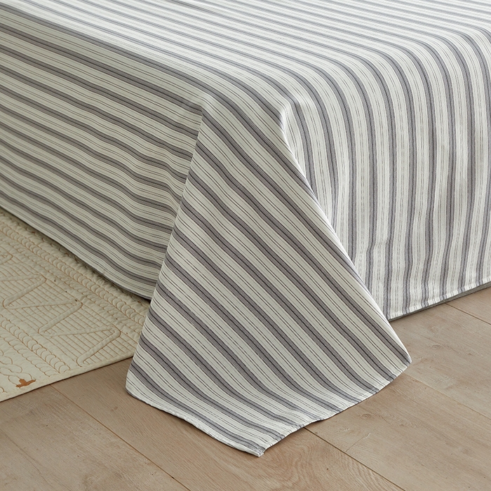 91家纺网 家纺一手货源 找家纺 怡家居 2025新款全棉老粗布床单床笠三件套 初夏-灰