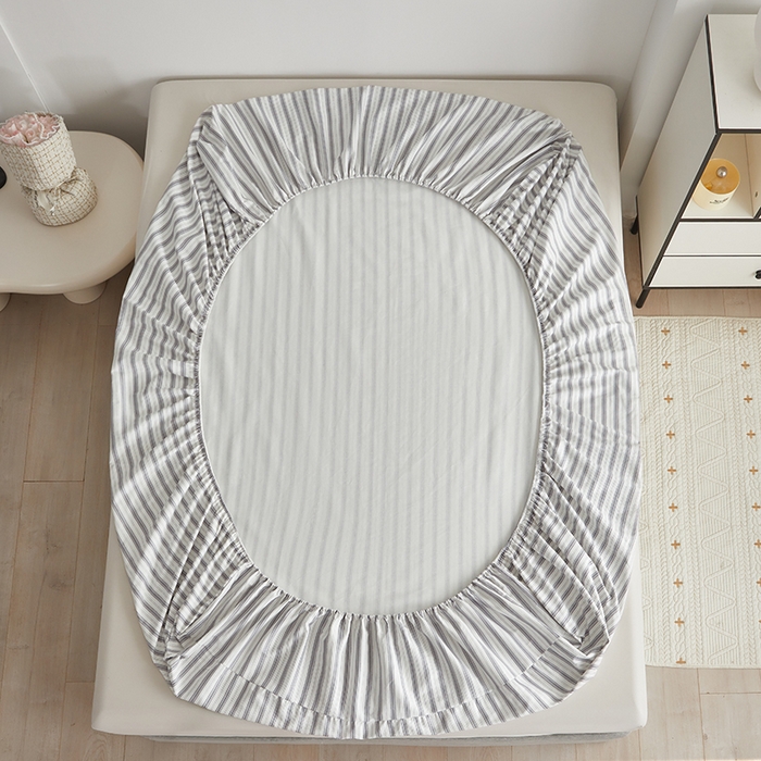 91家纺网 家纺一手货源 找家纺 怡家居 2025新款全棉老粗布床单床笠三件套 初夏-灰