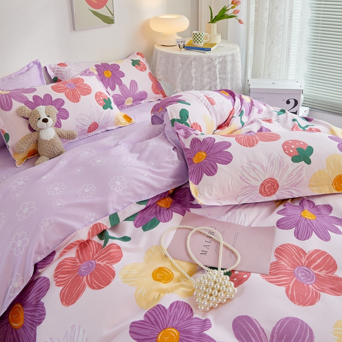 91家纺网 家纺一手货源 找家纺 卡斯诺 2023新款芦荟棉四件套花型2