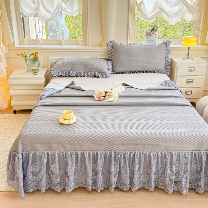 91家纺网 家纺一手货源 找家纺 （总）慧菲  2025新款PE高分子凉感席床裙凉席三件套 【6-7斤】