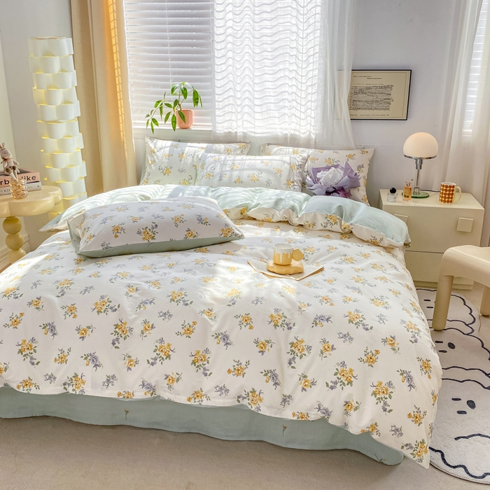 91家纺网 家纺一手货源 找家纺 黑马家居 2025新款全棉喷气13070印花四件套 花间