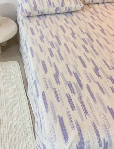 91家纺网 家纺一手货源 找家纺 怡家居 2025新款全棉老粗布床单床笠三件套 时空-蓝