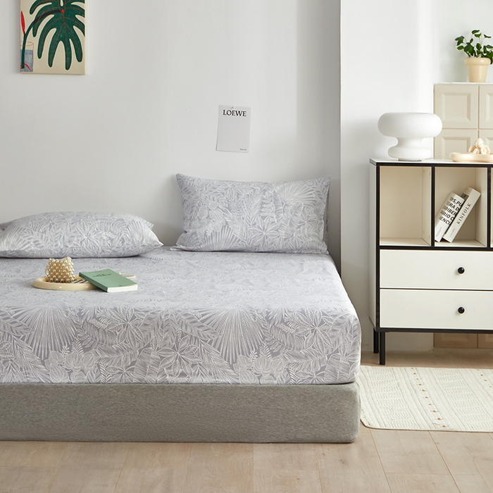 91家纺网 家纺一手货源 找家纺 怡家居 2025新款全棉老粗布床单床笠三件套 染心-灰