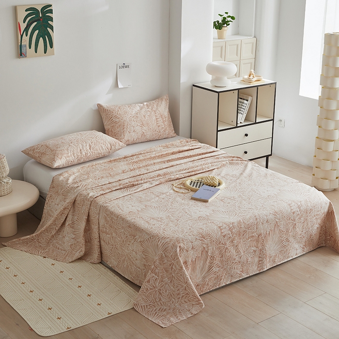 91家纺网 家纺一手货源 找家纺 怡家居 2025新款全棉老粗布床单床笠三件套 染心-咖