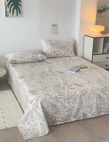 91家纺网 家纺一手货源 找家纺 怡家居 2025新款全棉老粗布床单床笠三件套 云锦-咖