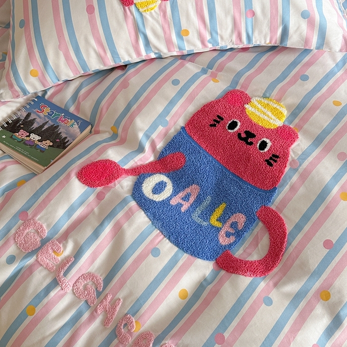 91家纺网 家纺一手货源 找家纺 时年家纺 2025新款全棉印花卡通毛巾绣系列套件 充值会员优惠5元 茶杯兔