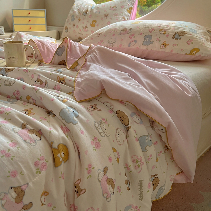 91家纺网 家纺一手货源 找家纺 初念 2025新款云朵棉系列夏被（提供买家秀） 灰蒙小狗