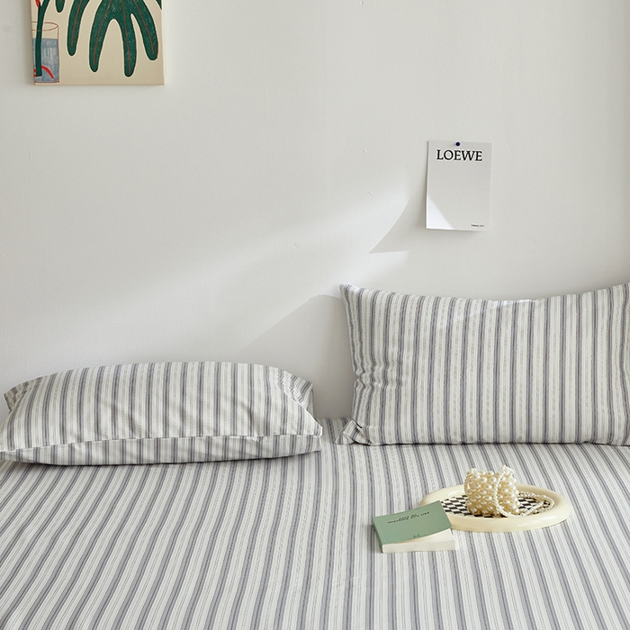 91家纺网 家纺一手货源 找家纺 怡家居 2025新款全棉老粗布床单床笠三件套 初夏-灰