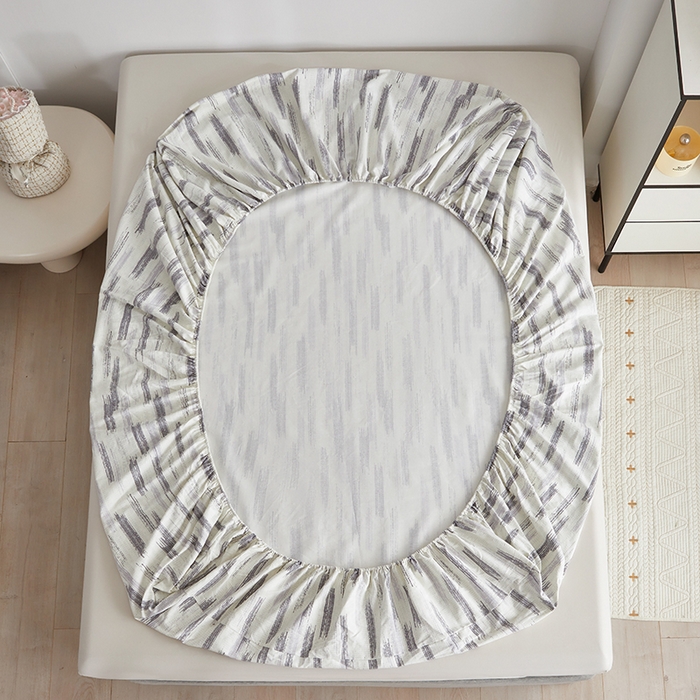 91家纺网 家纺一手货源 找家纺 怡家居 2025新款全棉老粗布床单床笠三件套 时空-灰