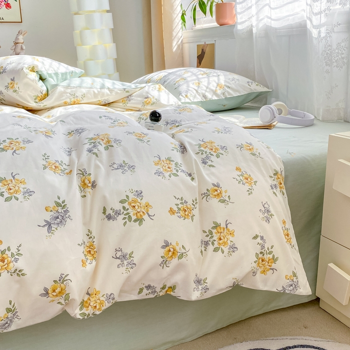 91家纺网 家纺一手货源 找家纺 黑马家居 2025新款全棉喷气13070印花四件套 花间