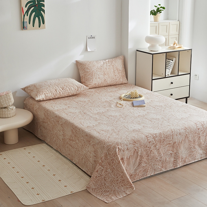 91家纺网 家纺一手货源 找家纺 怡家居 2025新款全棉老粗布床单床笠三件套 染心-咖