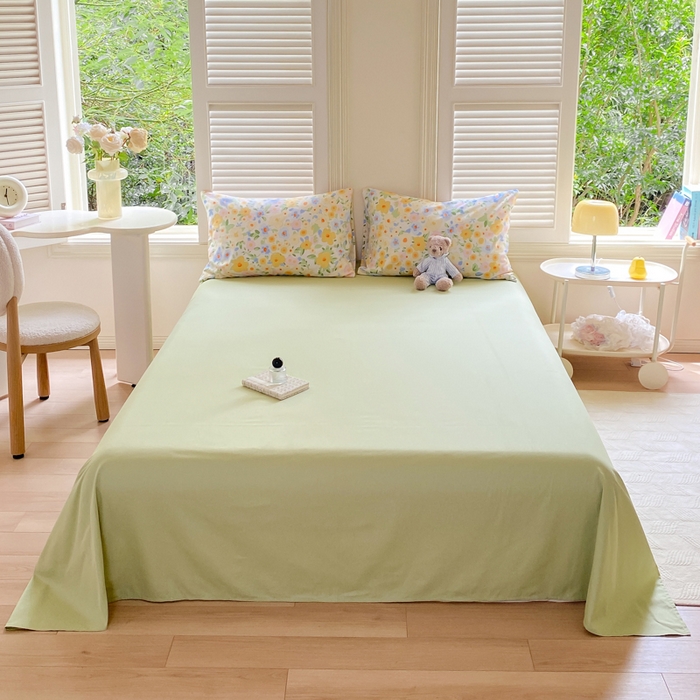 91家纺网 家纺一手货源 找家纺 黑马家居 2025新款全棉喷气13070印花四件套 田苑小风 黄