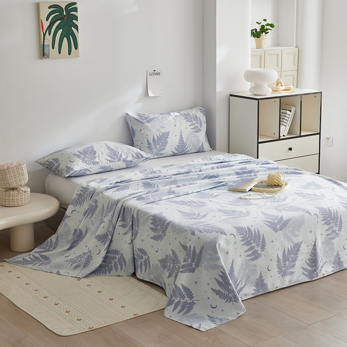 91家纺网 家纺一手货源 找家纺 怡家居 2025新款全棉老粗布床单床笠三件套 初雪