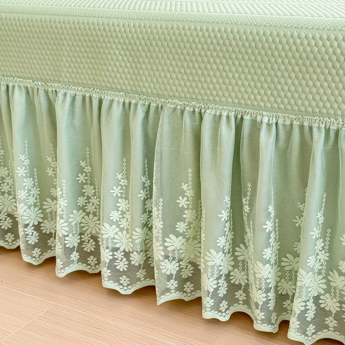 91家纺网 家纺一手货源 找家纺 慧菲  2025新款PE高分子凉感席床裙凉席三件套 【6-7斤】 清新绿